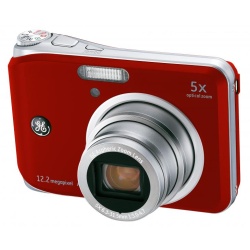 GE A1250 12.2 megapixel digital camera, 5X Optical zoom, Panorama (Red)
